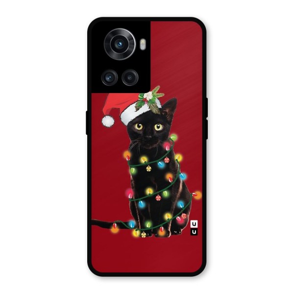 Christmas Cap Cat Metal Back Case for OnePlus 10R