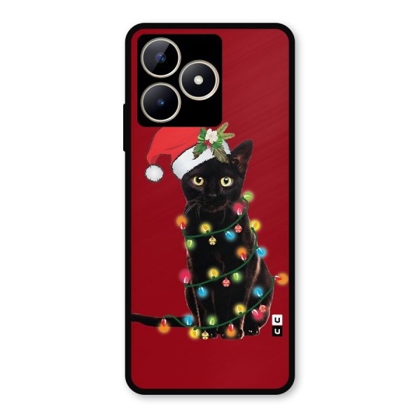 Christmas Cap Cat Metal Back Case for Realme C53
