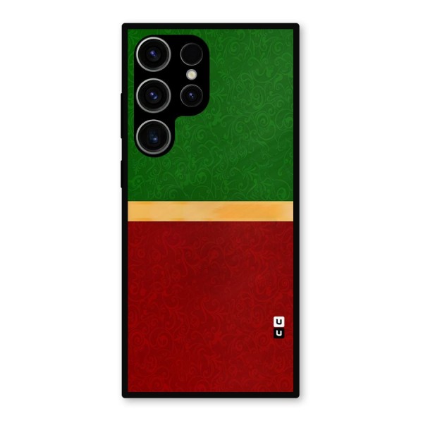 Christmas Colors Stripe Metal Back Case for Galaxy S23 Ultra