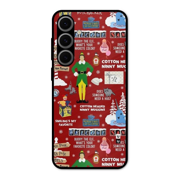 Christmas Cute Doodles Metal Back Case for Galaxy S24 FE