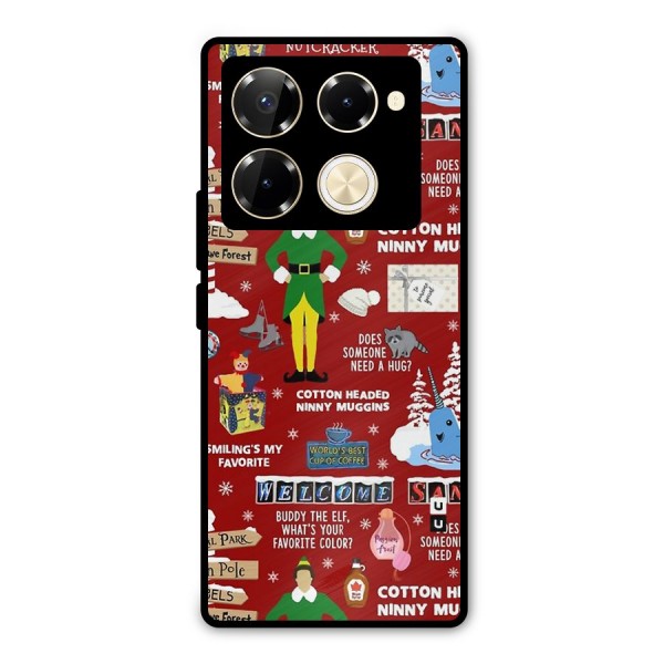 Christmas Cute Doodles Metal Back Case for Infinix Note 40 Pro Plus
