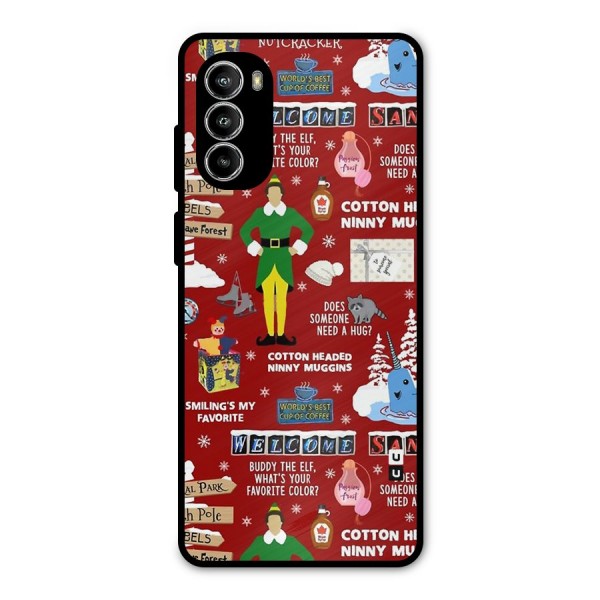Christmas Cute Doodles Metal Back Case for Moto G52