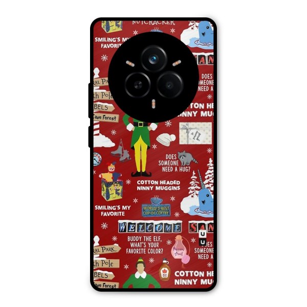 Christmas Cute Doodles Metal Back Case for Realme 14 Pro