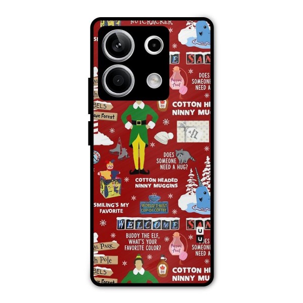 Christmas Cute Doodles Metal Back Case for Redmi Note 13 5G