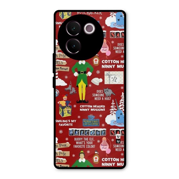 Christmas Cute Doodles Metal Back Case for Vivo V30e