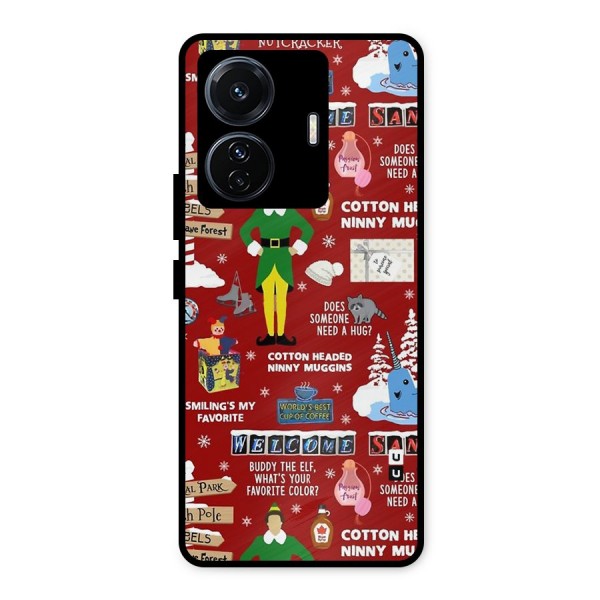 Christmas Cute Doodles Metal Back Case for iQOO Z6