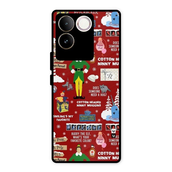 Christmas Cute Doodles Metal Back Case for iQOO Z7 Pro