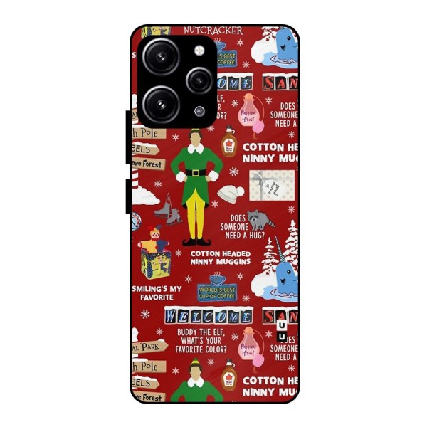 Christmas Doodles Glass Back Case for Redmi 12 4G