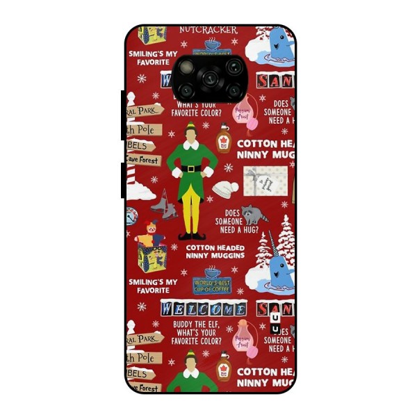 Christmas Doodles Metal Back Case for Poco X3