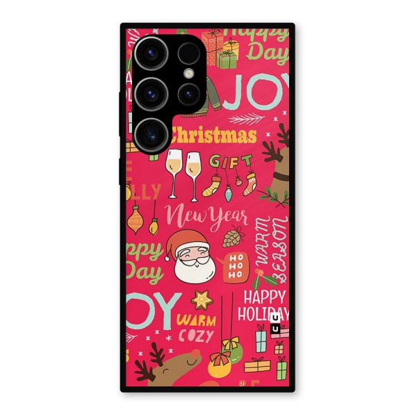 Christmas Joy Happy Day Metal Back Case for Galaxy S23 Ultra