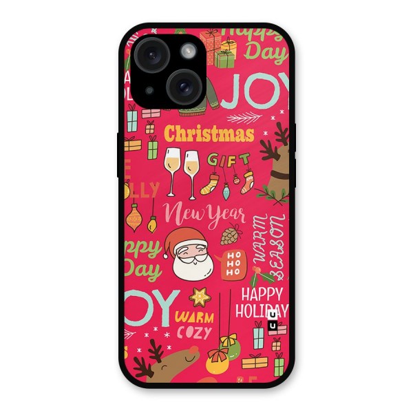 Christmas Joy Happy Day Metal Back Case for iPhone 15