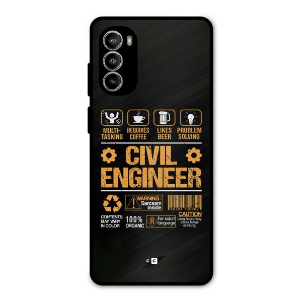 Civil Engineer Metal Back Case for Moto G82
