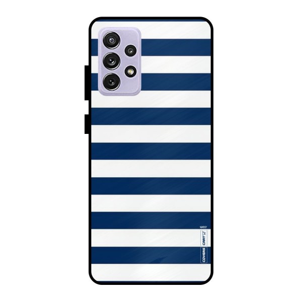 Classic Blue White Stripes Metal Back Case for Galaxy A72