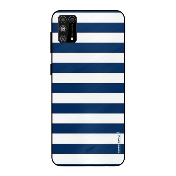Classic Blue White Stripes Metal Back Case for Galaxy F41