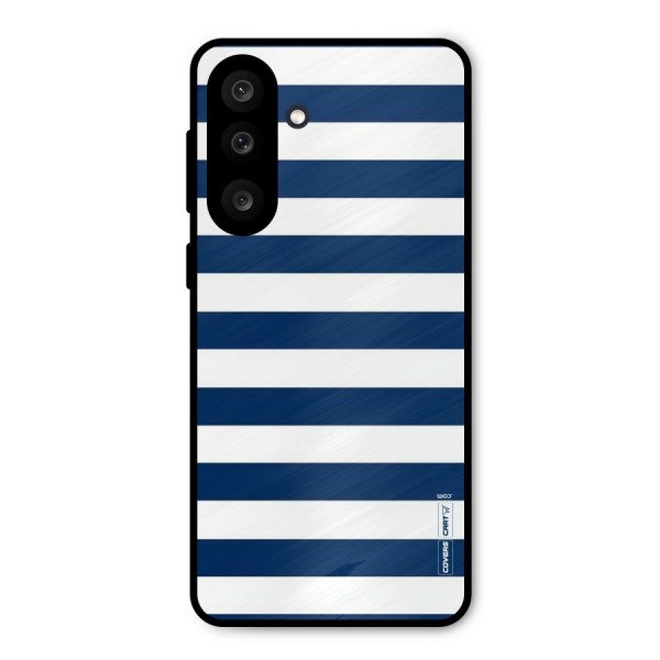 Classic Blue White Stripes Metal Back Case for Galaxy M56