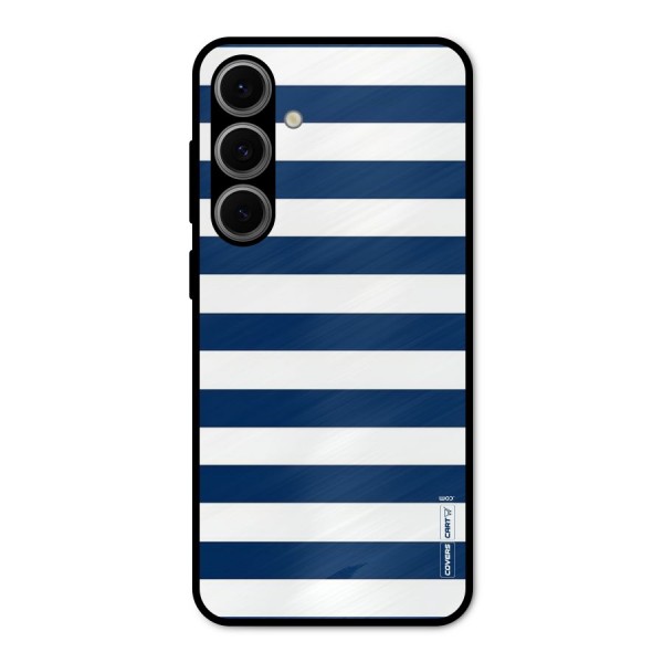 Classic Blue White Stripes Metal Back Case for Galaxy S24 FE