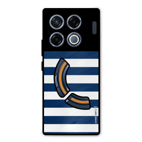 Classic Blue White Stripes Metal Back Case for Infinix GT 20 Pro