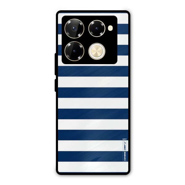 Classic Blue White Stripes Metal Back Case for Infinix Note 40 Pro Plus