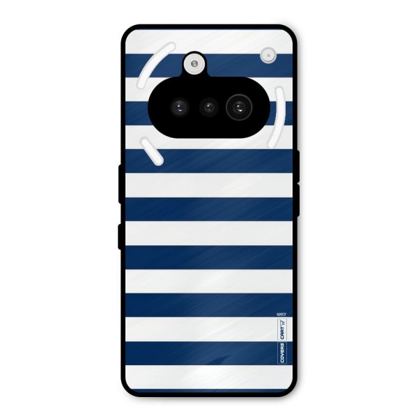 Classic Blue White Stripes Metal Back Case for Nothing Phone 3a