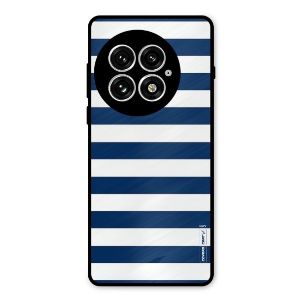 Classic Blue White Stripes Metal Back Case for OnePlus 13