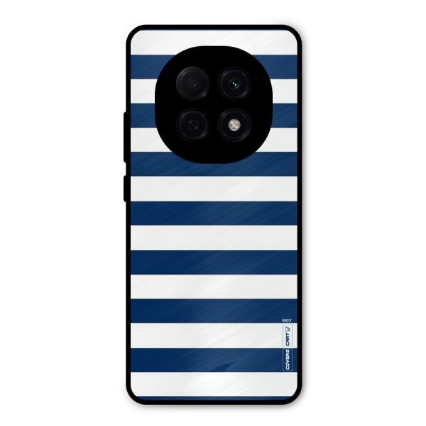 Classic Blue White Stripes Metal Back Case for Oppo F29 Pro