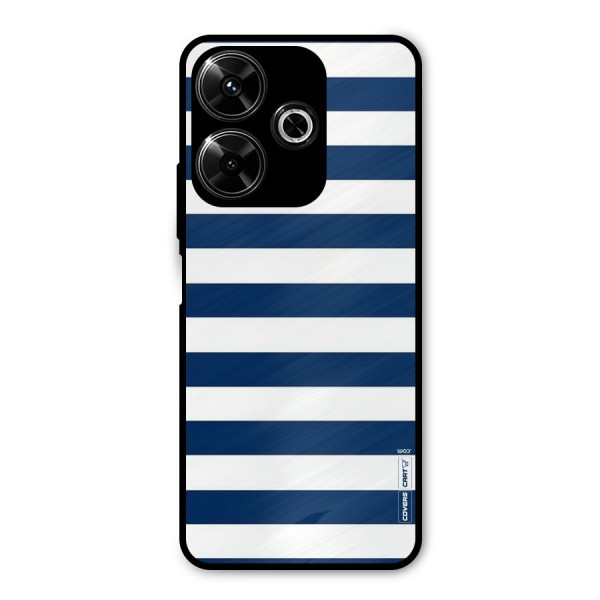Classic Blue White Stripes Metal Back Case for Poco M6 Plus