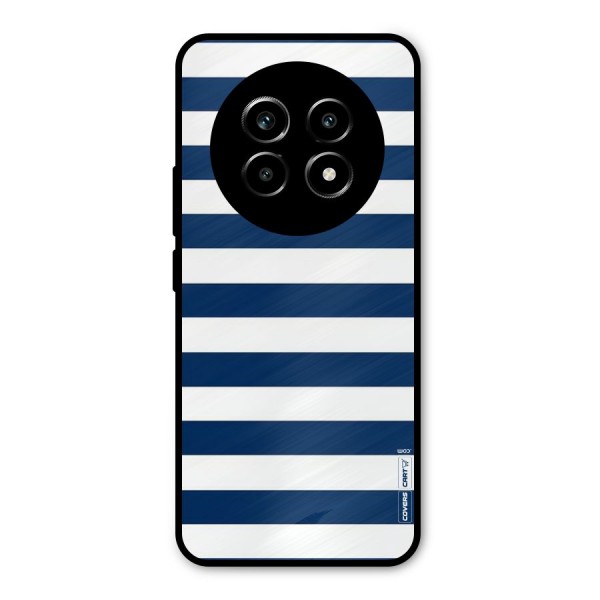 Classic Blue White Stripes Metal Back Case for Realme 13 Pro
