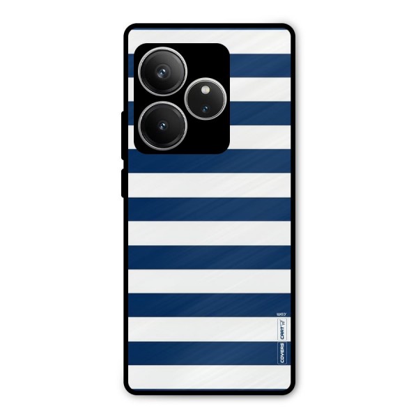 Classic Blue White Stripes Metal Back Case for Realme GT 6