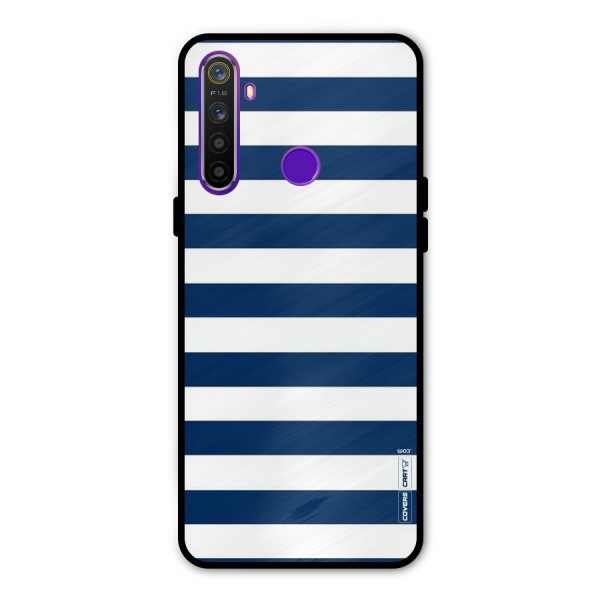 Classic Blue White Stripes Metal Back Case for Realme Narzo 10