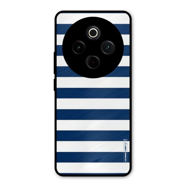 Classic Blue White Stripes Metal Back Case for Vivo T4