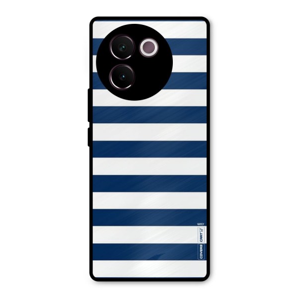 Classic Blue White Stripes Metal Back Case for Vivo V30e