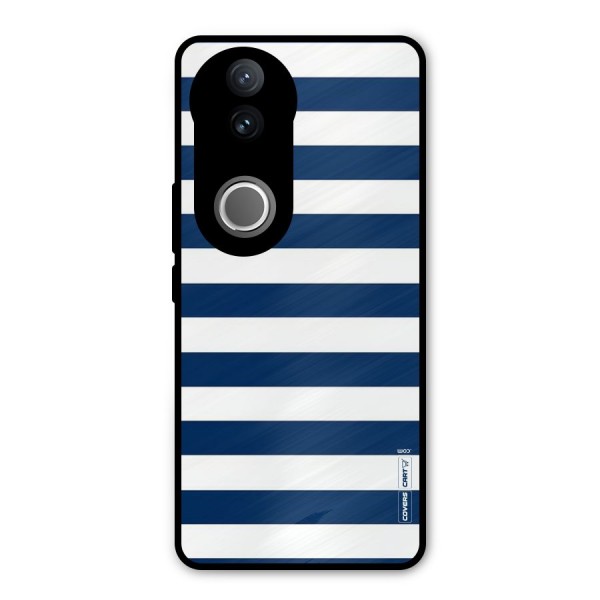 Classic Blue White Stripes Metal Back Case for Vivo V50e