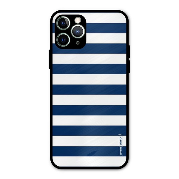 Classic Blue White Stripes Metal Back Case for iPhone 11 Pro Max