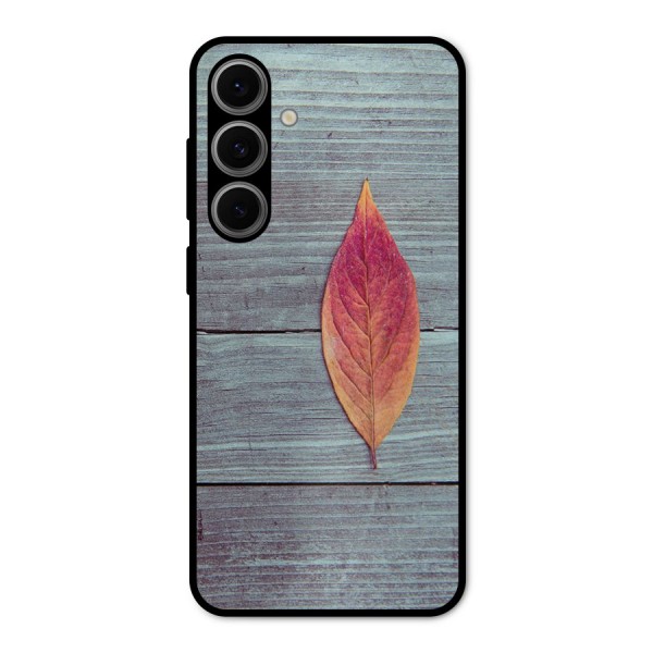 Classic Wood Leaf Metal Back Case for Galaxy S24 FE