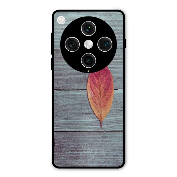Classic Wood Leaf Metal Back Case for Oppo Find X8 Pro