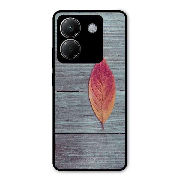 Classic Wood Leaf Metal Back Case for Poco M7 Pro 5G