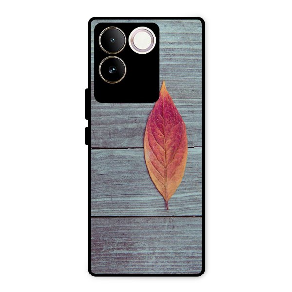 Classic Wood Leaf Metal Back Case for iQOO Z7 Pro