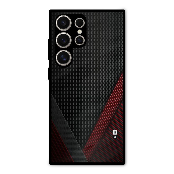 Classy Black Red Design Metal Back Case for Galaxy S24 Ultra