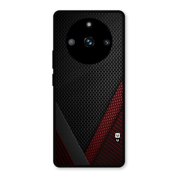 Classy Black Red Design Metal Back Case for Realme 11 Pro
