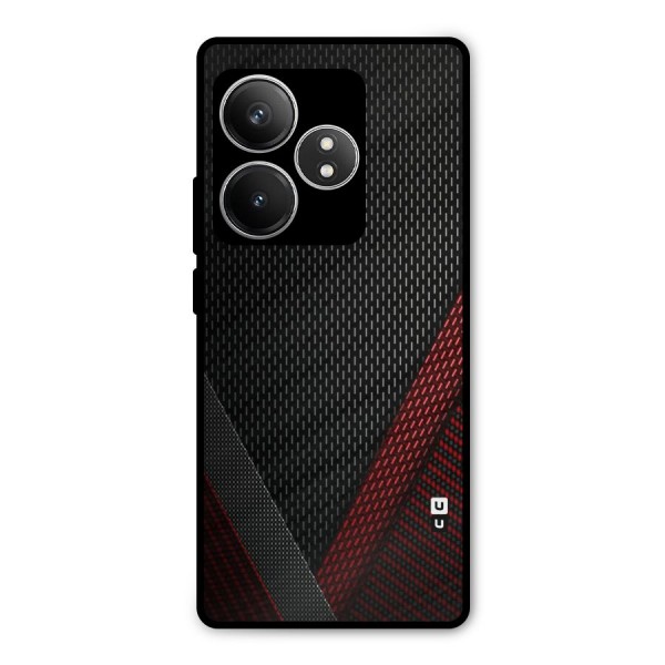 Classy Black Red Design Metal Back Case for Realme GT 6T
