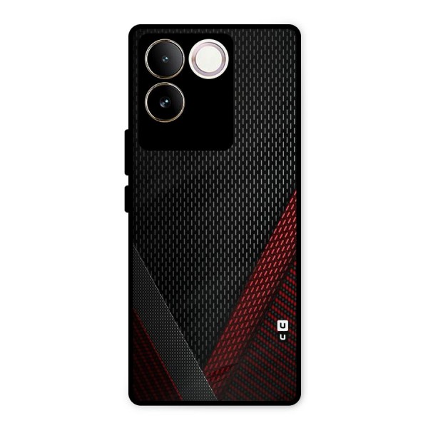 Classy Black Red Design Metal Back Case for Vivo T2 Pro