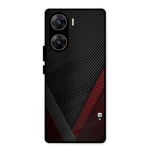 Classy Black Red Design Metal Back Case for Vivo V29e