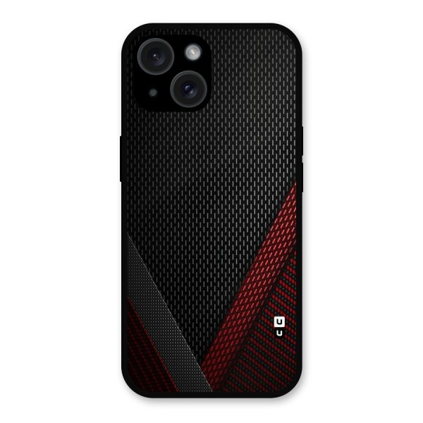 Classy Black Red Design Metal Back Case for iPhone 15