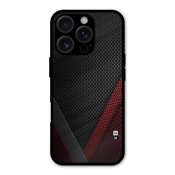 Classy Black Red Design Metal Back Case for iPhone 16 Pro