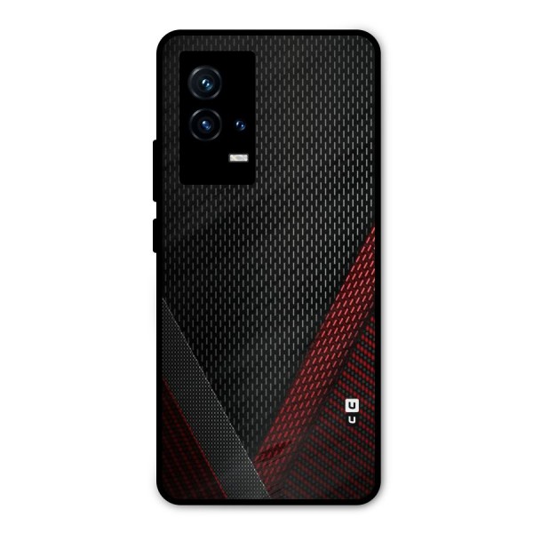 Classy Black Red Design Metal Back Case for iQOO 9 5G