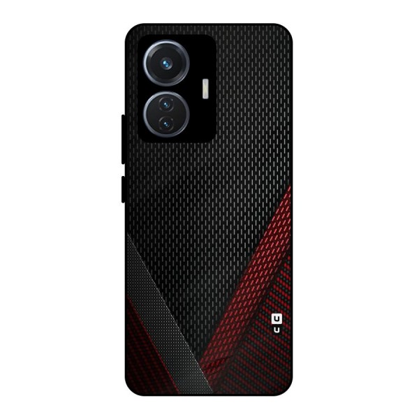 Classy Black Red Design Metal Back Case for iQOO Z6 44W