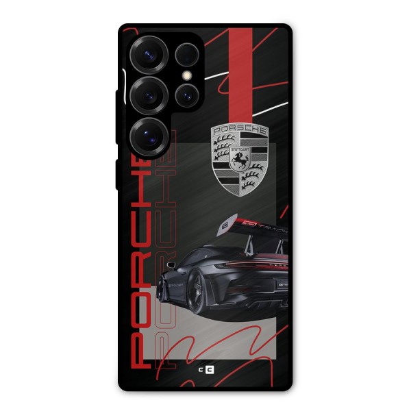 Classy Black Supercar Metal Back Case for Galaxy S25 Ultra