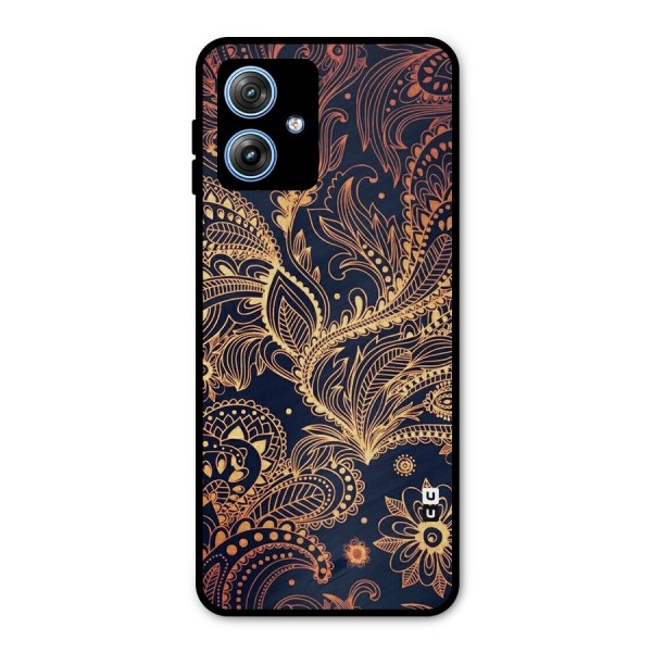 Classy Golden Leafy Design Metal Back Case for Moto G54