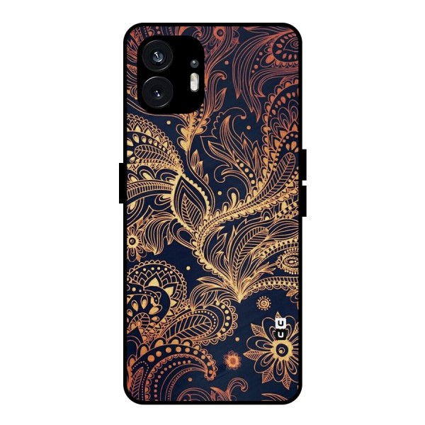 Classy Golden Leafy Design Metal Back Case for Nothing Phone 2
