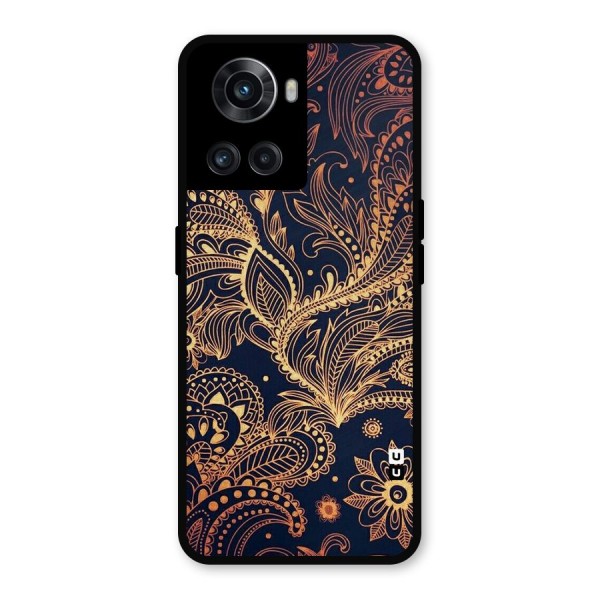 Classy Golden Leafy Design Metal Back Case for OnePlus 10R